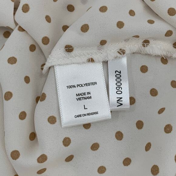 Soho New York & Co Womens Large Top 3/4 Roll Tab Sleeve Polka Dots Career Preppy - Picture 15 of 15